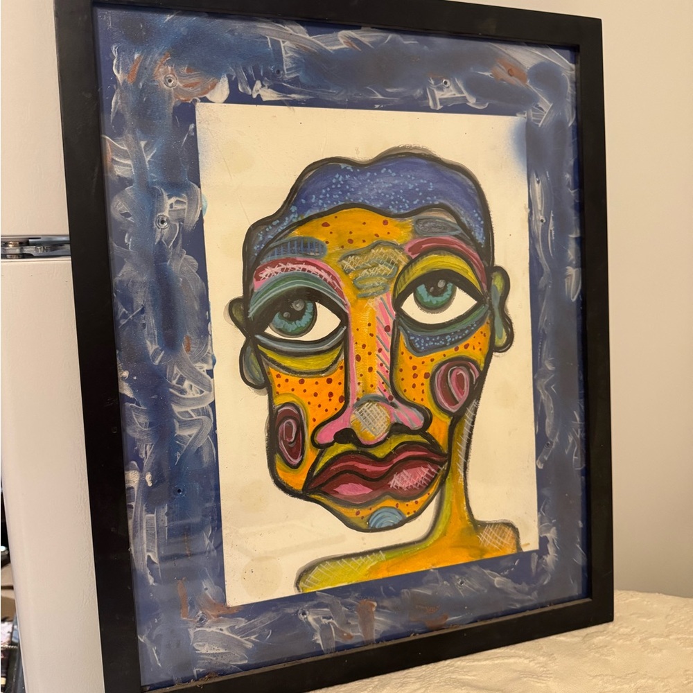 Abstract Painting with Expressive Features painting  framed
